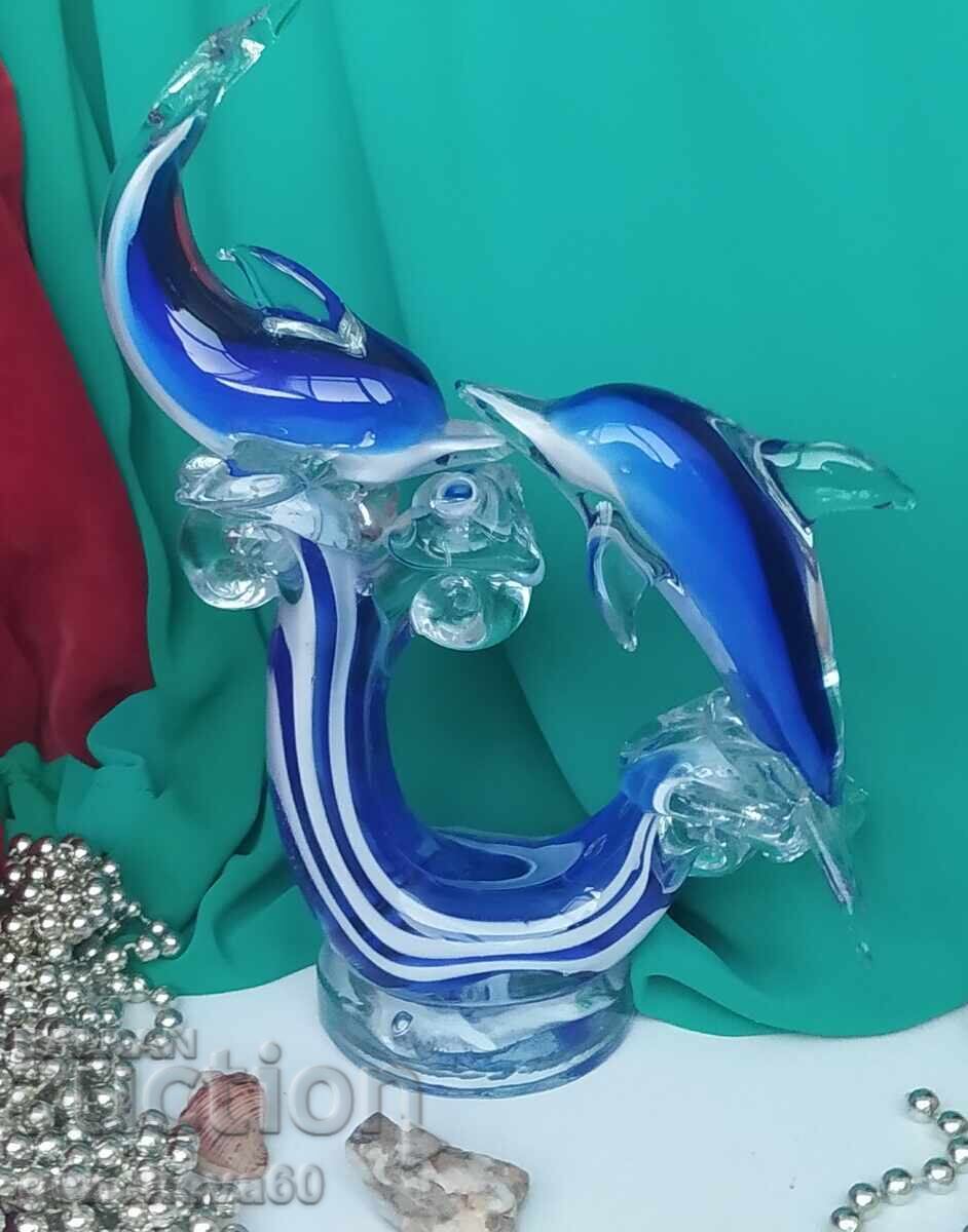 MURANO sculpture of a pair of dolphins