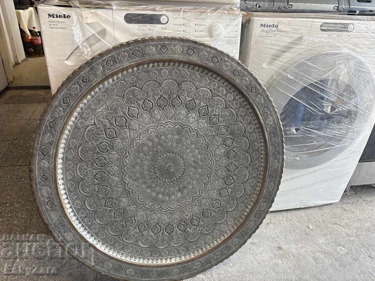 Tavă decorativă unică din cupru ciocănit (83 cm / 5.8 kg)