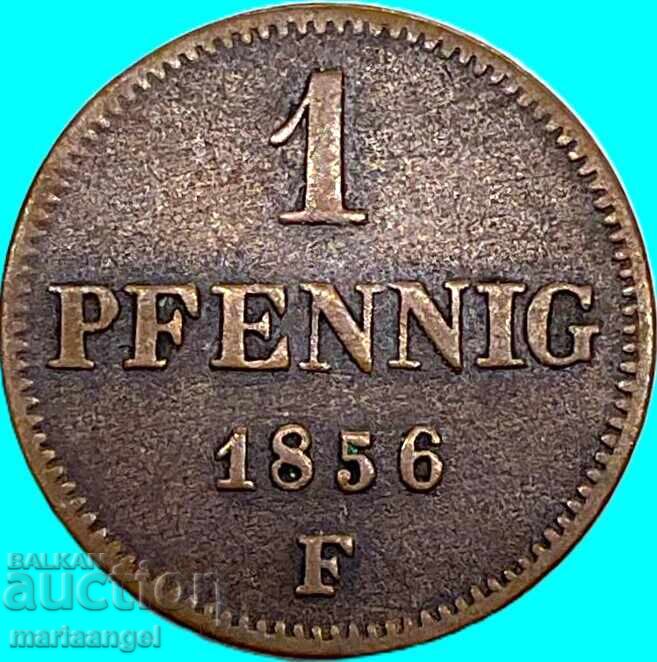 Аукцион 1 пфениг 1856 F Германия Саксония