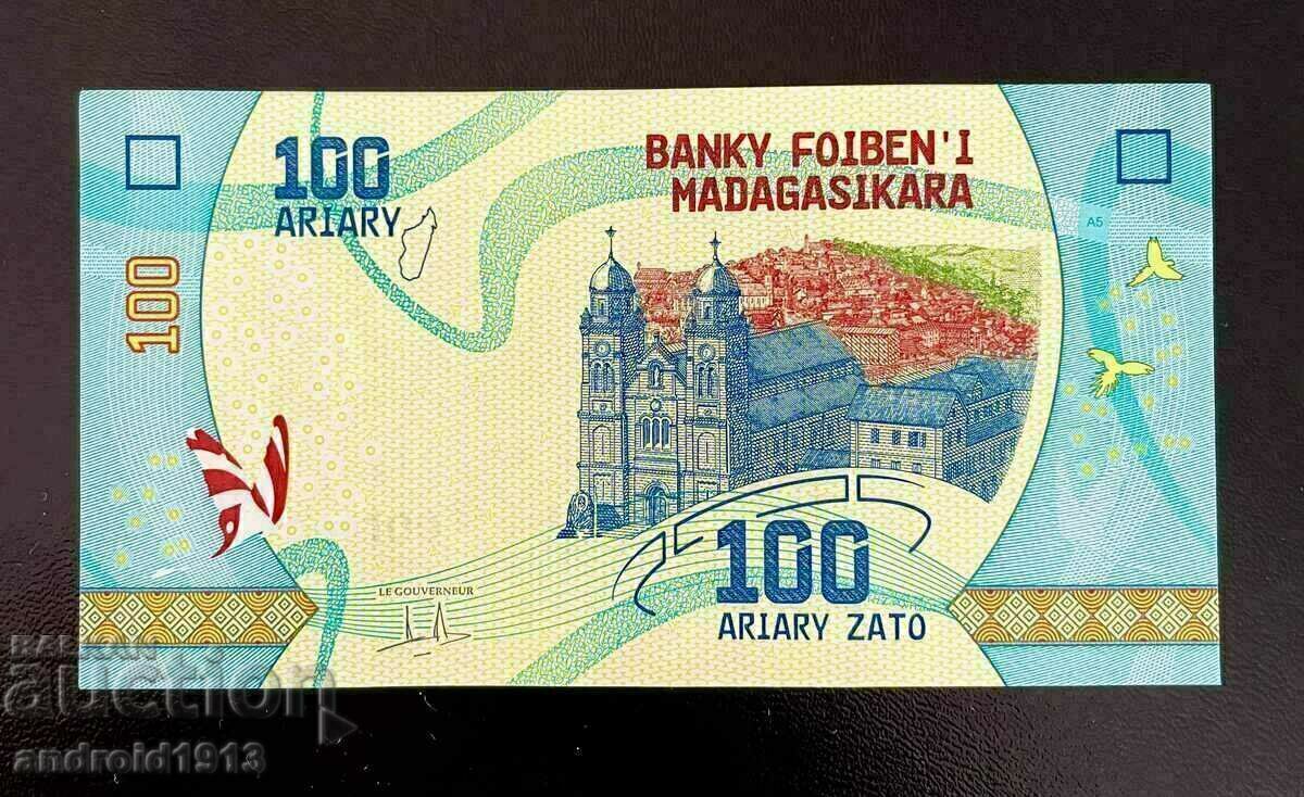 Licitație MADAGASCAR - PRET SUPERIOR!! 100 ARYARS 2017, UNC