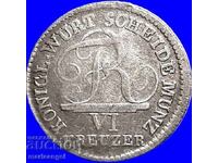 6 kreuzer 1808 Germania Württemberg Friedrich argint