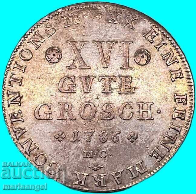Δημοπρασία 1/3 Τάλερ XVI γκούτε γκρόσεν 1786 Γερμανία Μπράουνσβαϊγκ ασήμι
