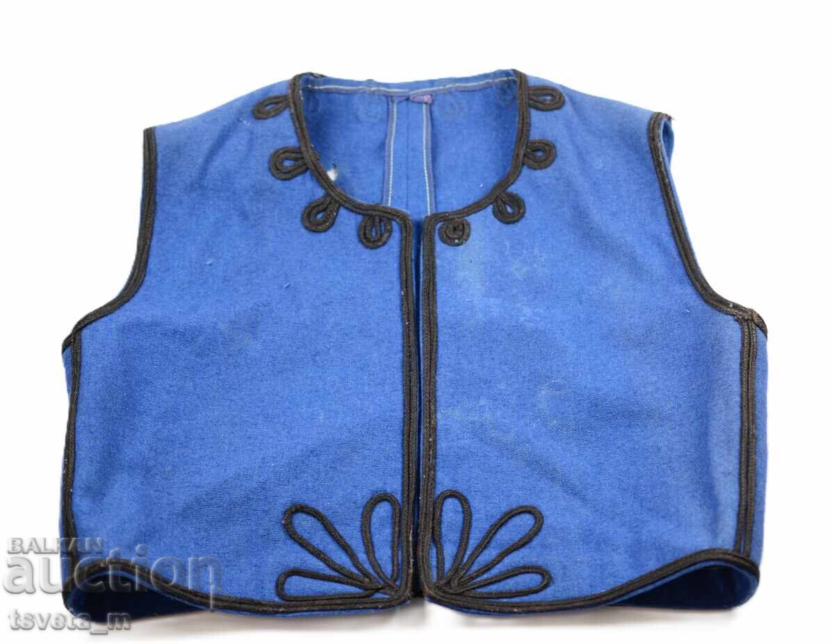 Antique wool men's / children's vest with braid folk costume