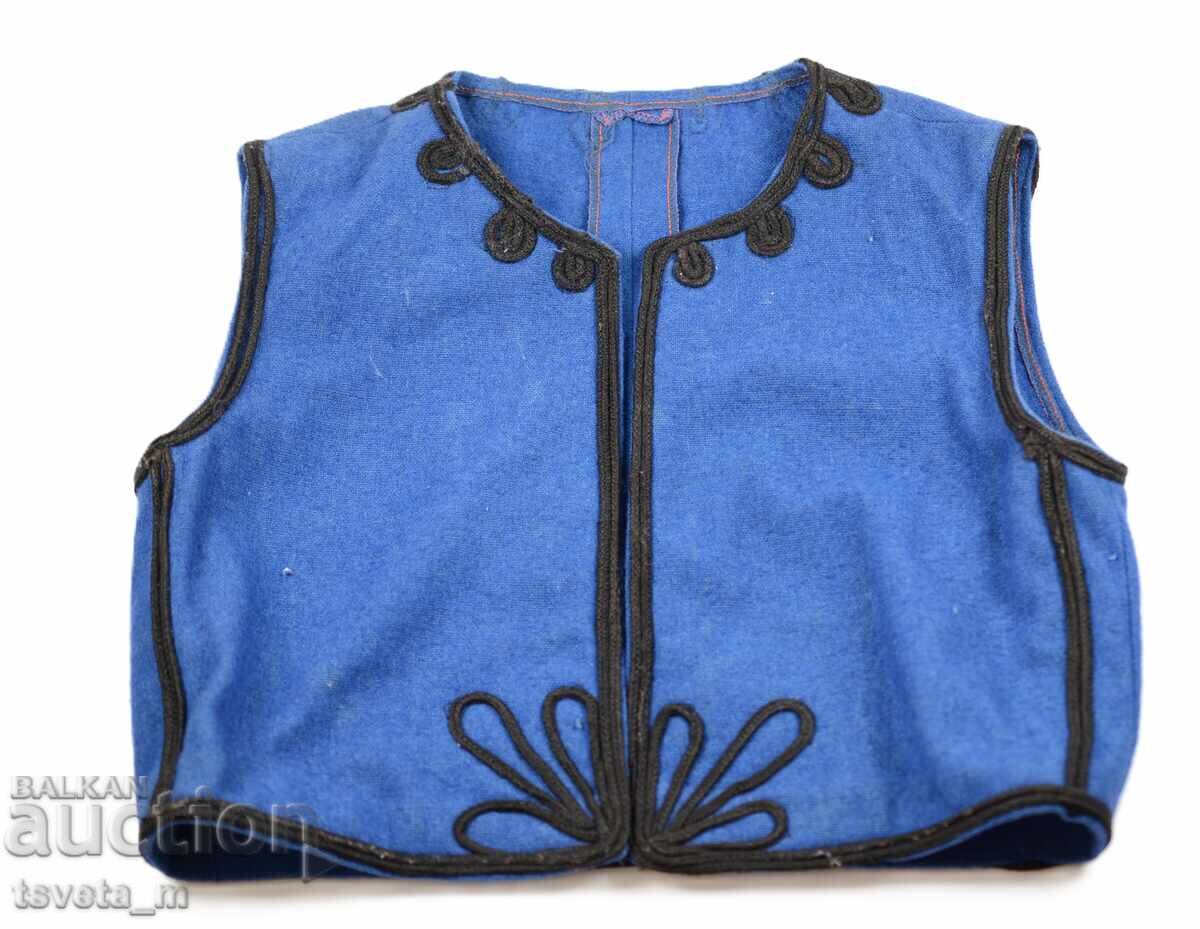 Antique wool men's / children's vest with braid folk costume