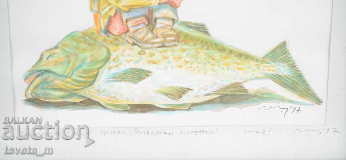 Painting "Well-deserved Rest" watercolor '97 by Kuncho Kunchev with price € 50.00 | 97.79 BGN