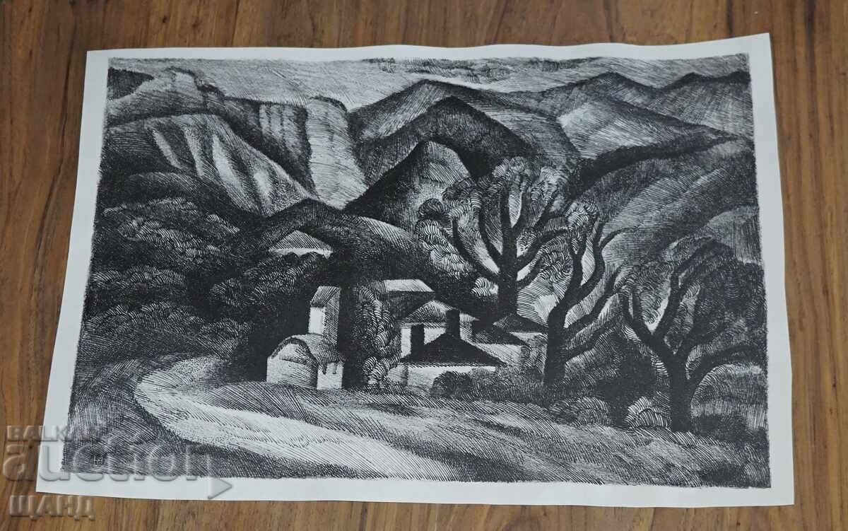 Desen de Elka Naydenova, grafică, gravură, Melnik