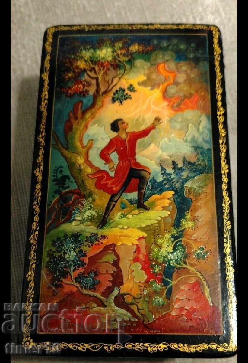 Auction  Russian 8 papier-mâché lacquer boxes for Palekh Fedoskino