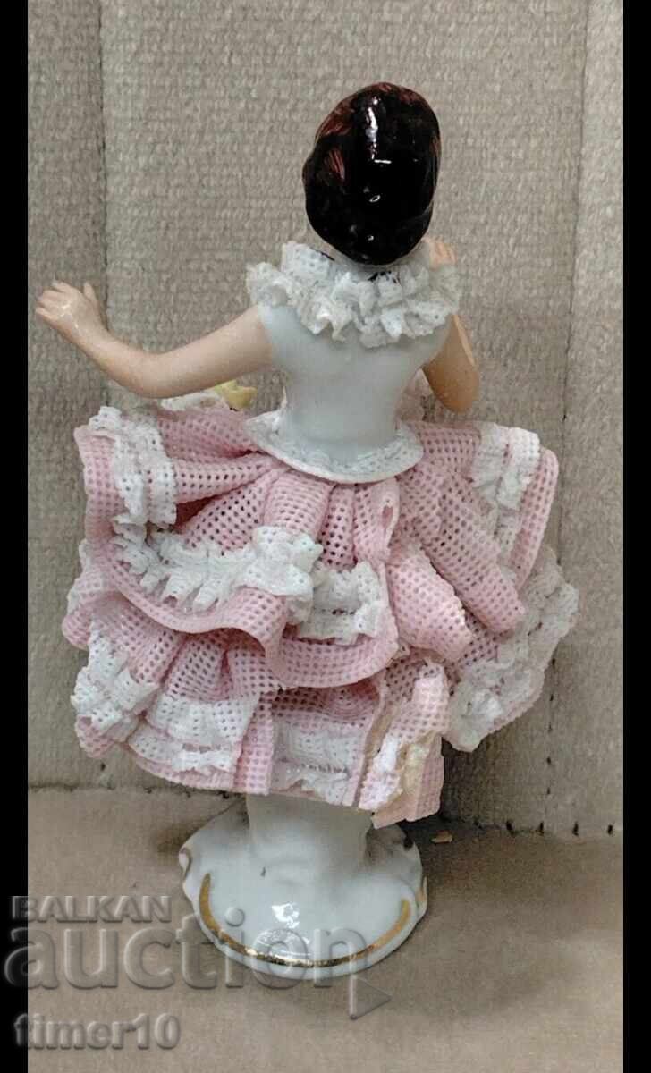 Vintage German porcelain lace figurine Dresden woman with price € 40.00 | 78.23 BGN