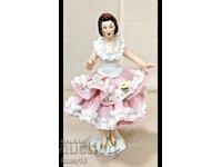 Vintage German porcelain lace figurine Dresden woman