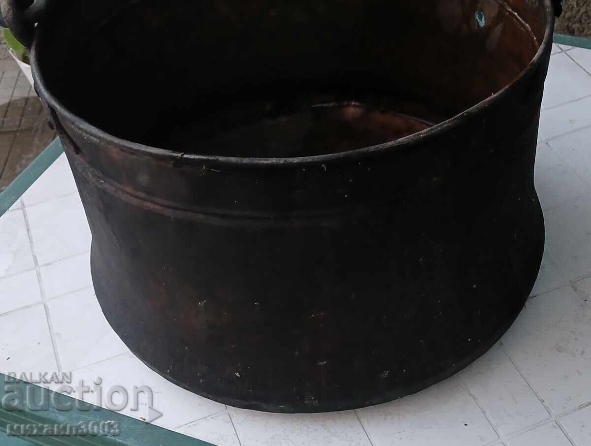 LARGE OLD COPPER BUCKET, PAIL, CAULDRON, COPPER VESSEL - 5