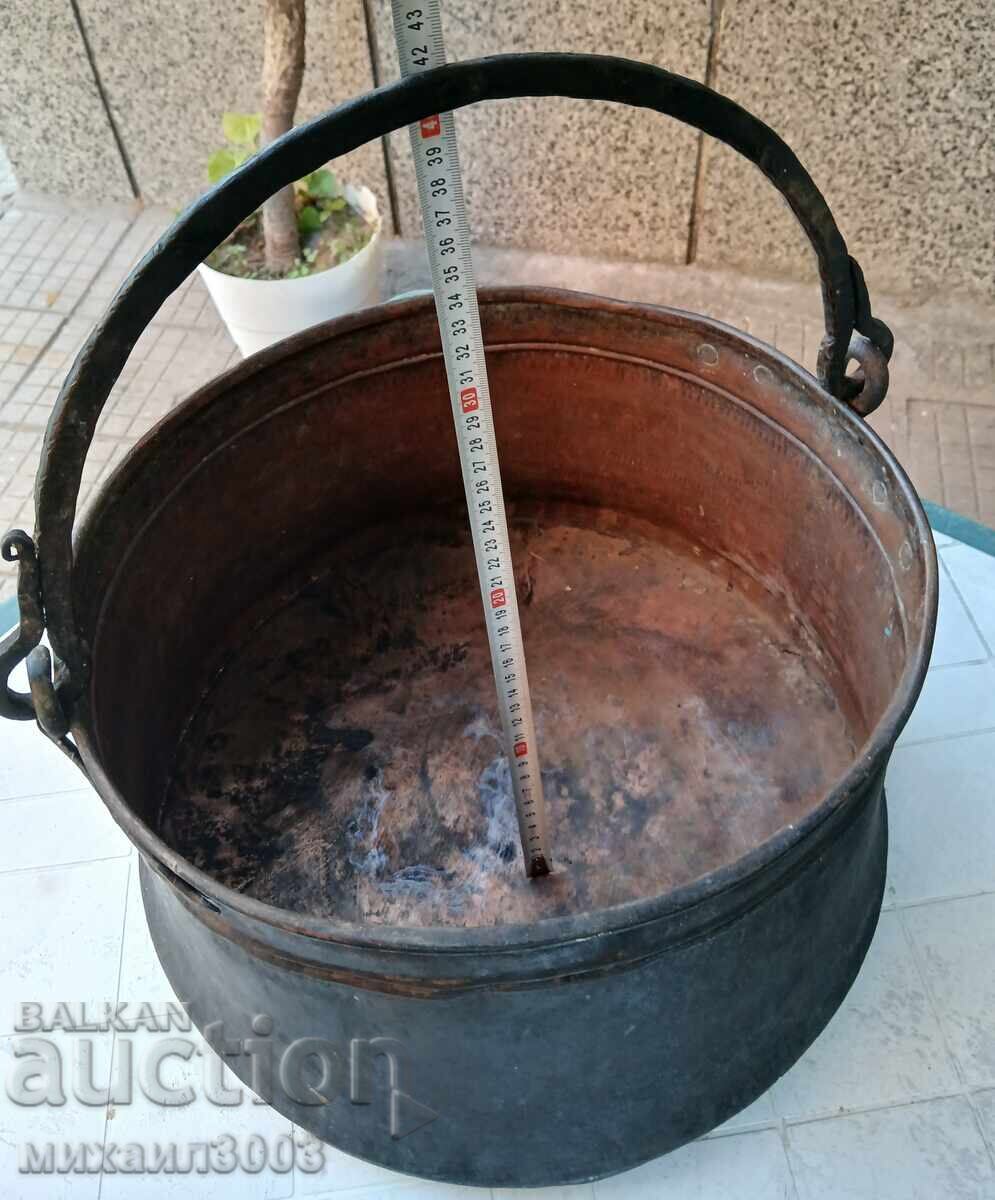 LARGE OLD COPPER BUCKET, PAIL, CAULDRON, COPPER VESSEL