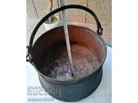 LARGE OLD COPPER BUCKET, PAIL, CAULDRON, COPPER VESSEL