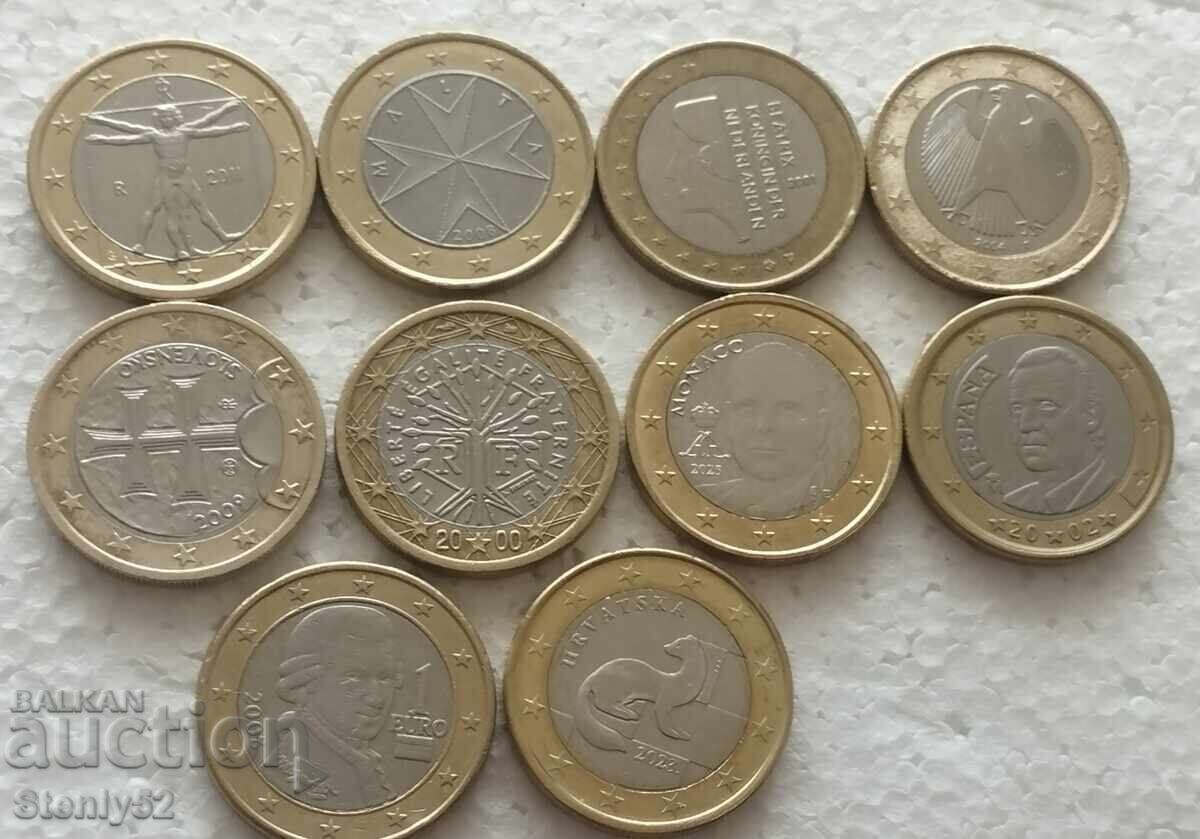Συλλογή από 10 διαφορετικά 1 ευρώ Ε.Ε Συλλογή από 10 διαφορετικά 1 ευρώ Ε.Ε