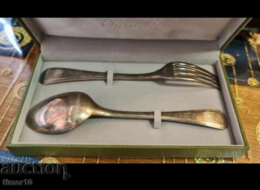 Auction  Christofle Lilly Pattern Silverplate Spoon/Fork Set