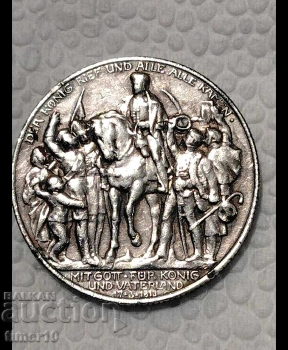 1913 Germany Wilhelm II Prussia Napoleon war rare silver - 5