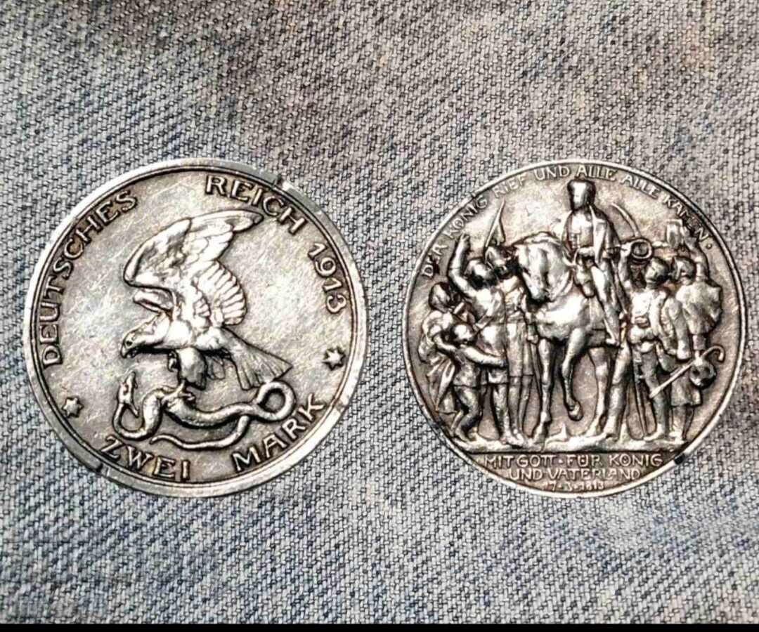 1913 Germany Wilhelm II Prussia Napoleon war rare silver