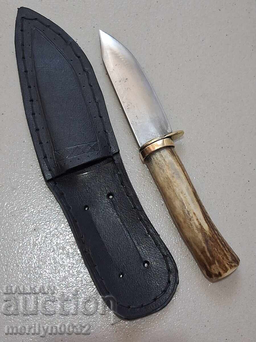 Ловен нож с кания, дръжка от еленов рог - 7