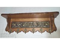 Old large wall coat rack