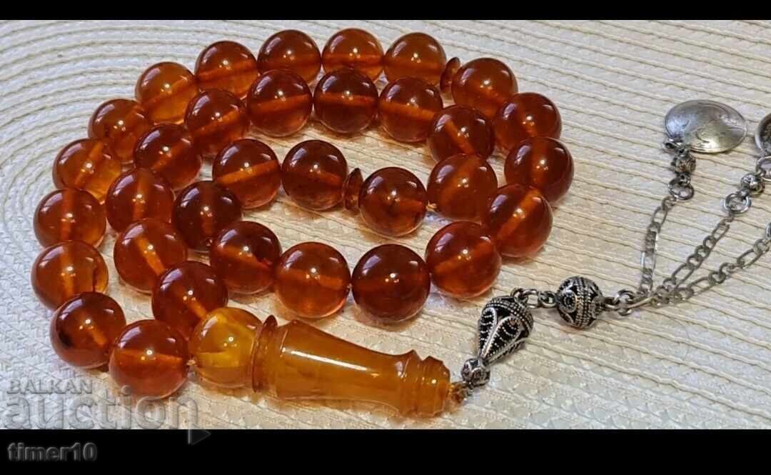 Auction  84 grams old pressed Baltic amber cognac prayer beads