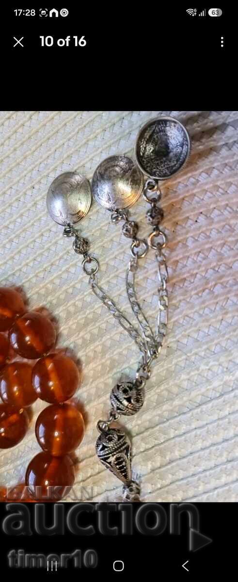 84 grams old pressed Baltic amber cognac prayer beads - 5