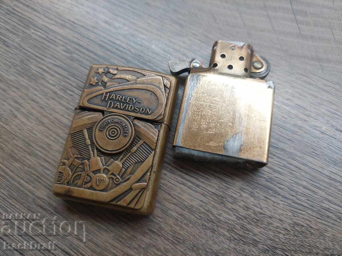Brichetă originală pe benzină Brass Zippo Harley Davidson - 6