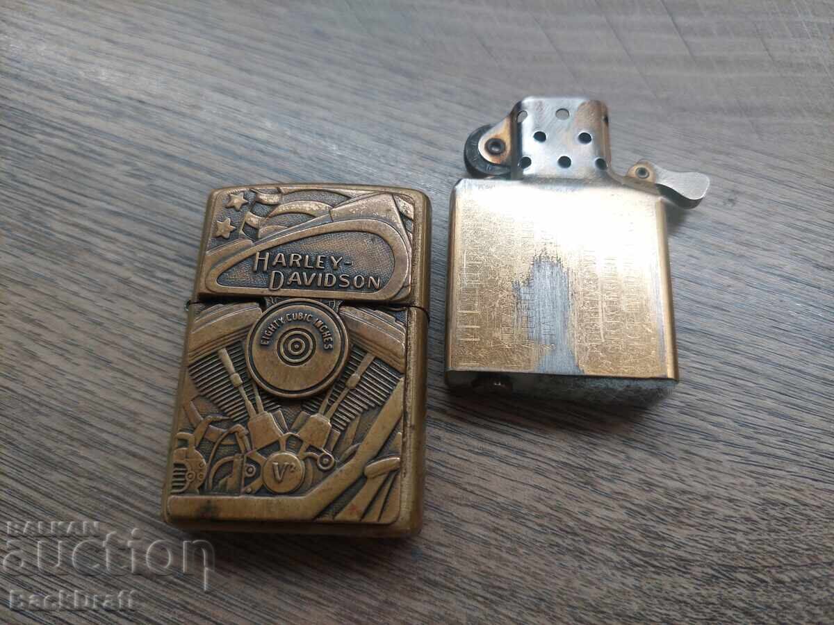 Brichetă originală pe benzină Brass Zippo Harley Davidson - 7