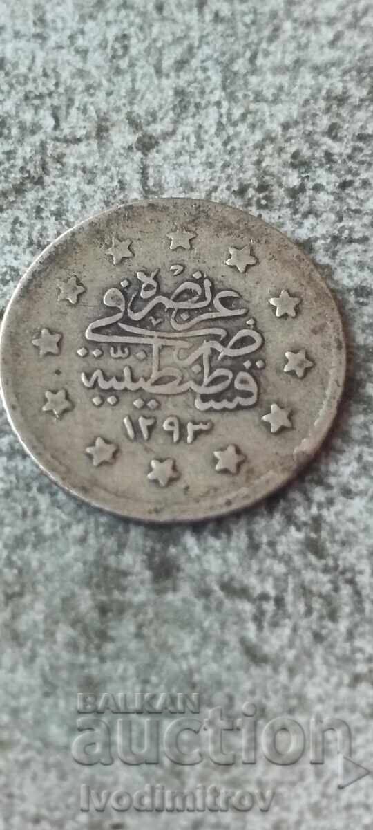 Imperiul Otoman 1 kuruş 1876 17 Argint