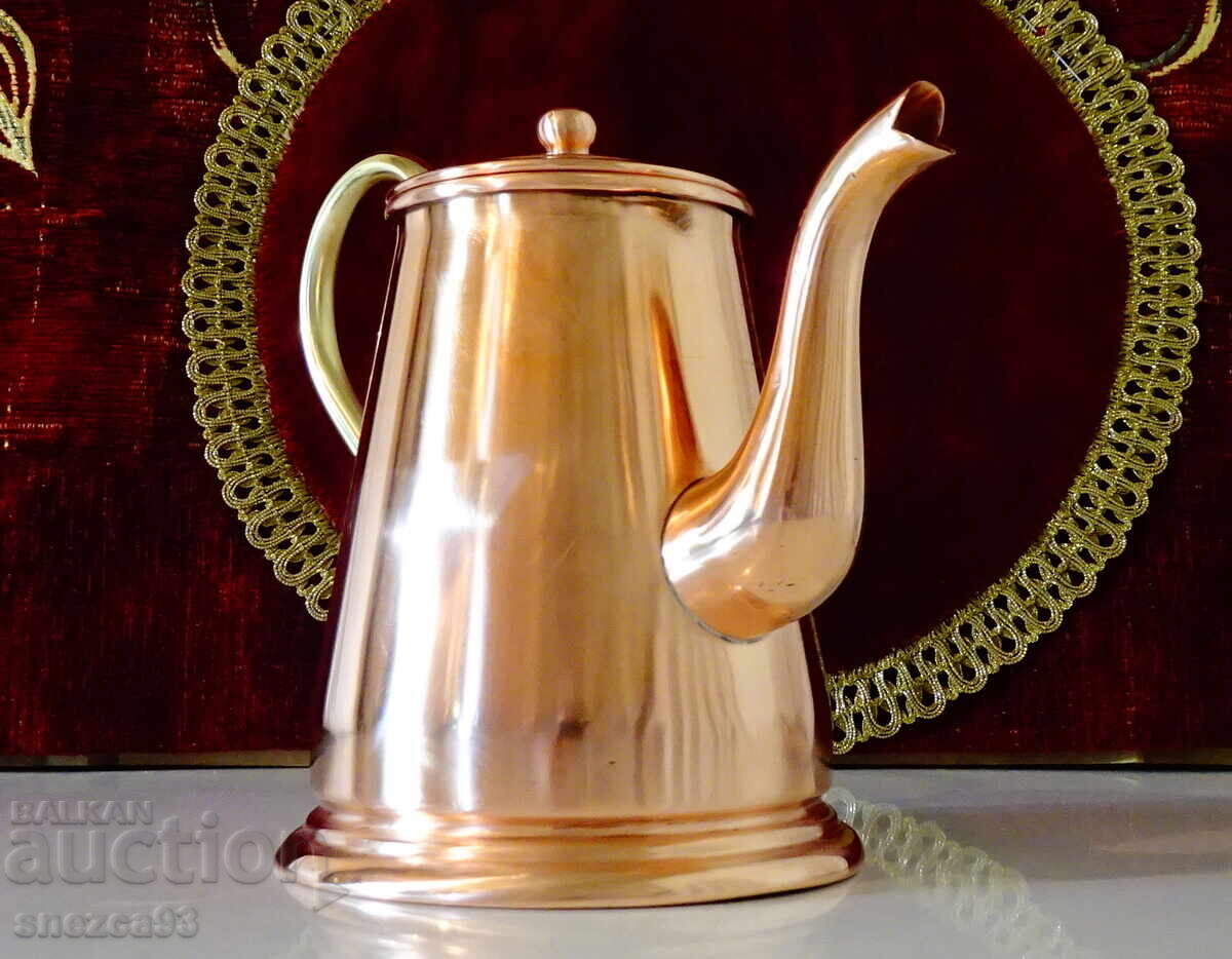 Copper teapot, pitcher, pure red copper Netherlands, hallmark