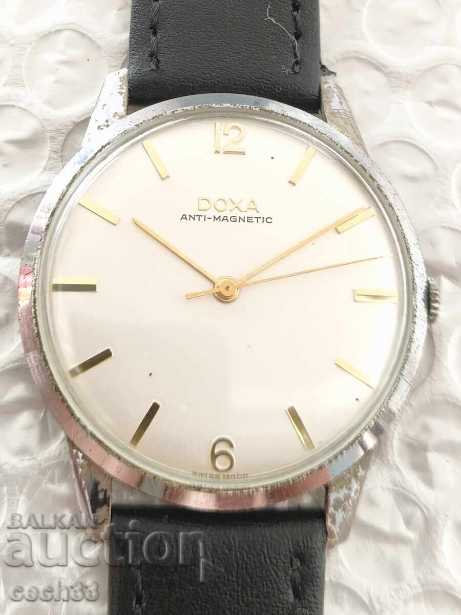 Ceas elvețian vintage Doxa cu etichetă 10344 1, antimagnetic