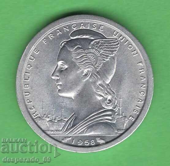 (¯`'•.¸   1 франк 1958  МАДАГАСКАР UNC   ¸.•'´¯) с цена 9.70 €