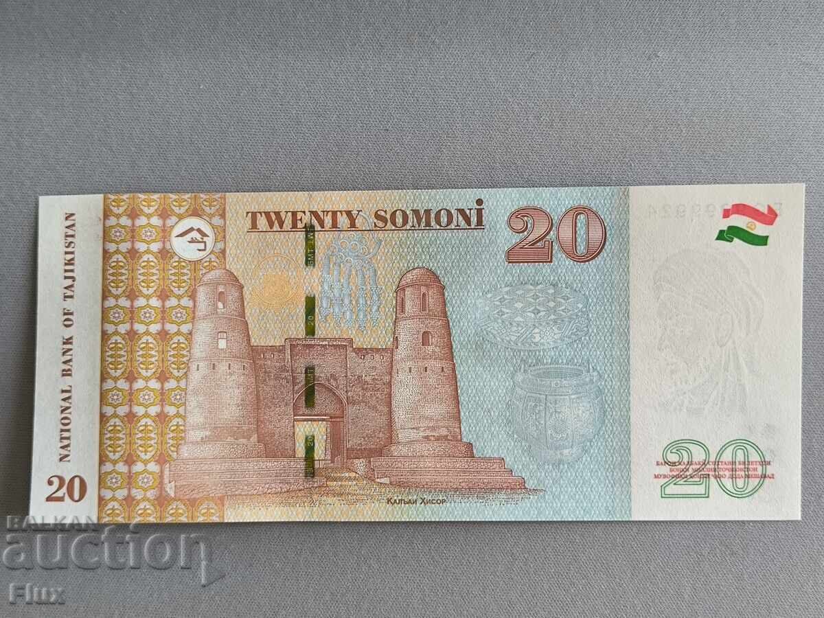 Банкнота - Таджикистан - 20 сомони UNC | 2021г. с цена € 14.00 | 27.38 лв. Банкнота - Таджикистан - 20 сомони UNC | 2021г. с цена € 14.00 | 27.38 лв.