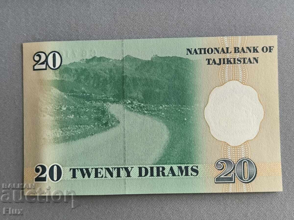 Банкнота - Таджикистан - 20 дирам UNC | 1999г. с цена € 2.00 | 3.91 лв.