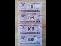 Coreea de Nord 1, 5, 10 și 50 chon 1988 UNC cert. pentru schimb