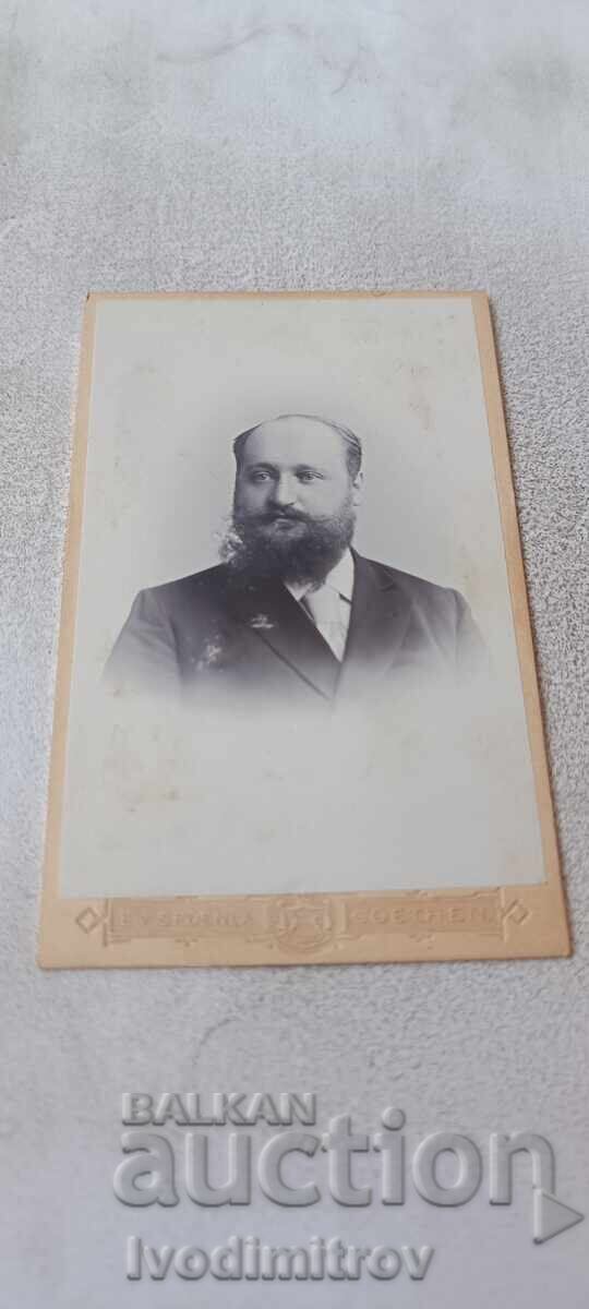 Fotografie bărbat cu barbă și mustață 1897 carton