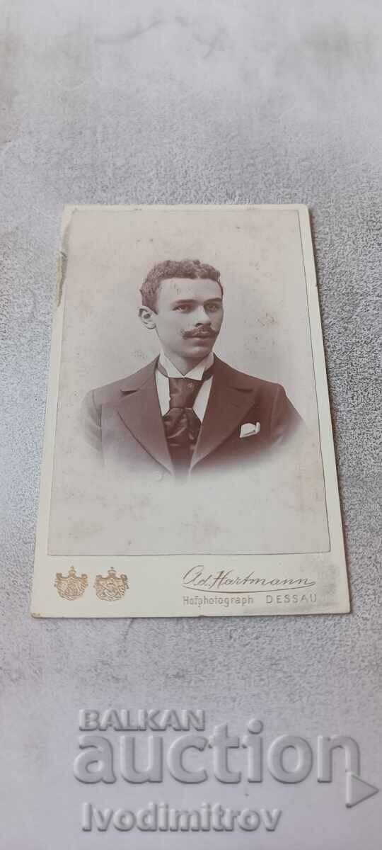 Снимка Млад мъж с мустаци Cothen 1895 Картон