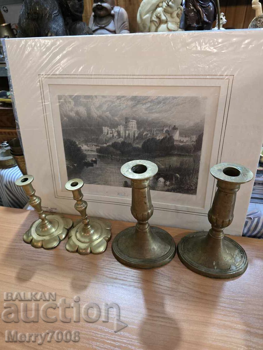 Δημοπρασία Παλιά μασίφ μπρούτζινα κηροπήγια!