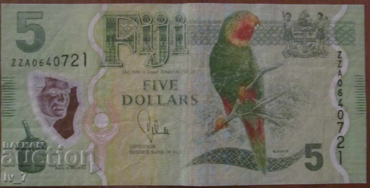 5 DOLARI 2012, FIJI - Polimer