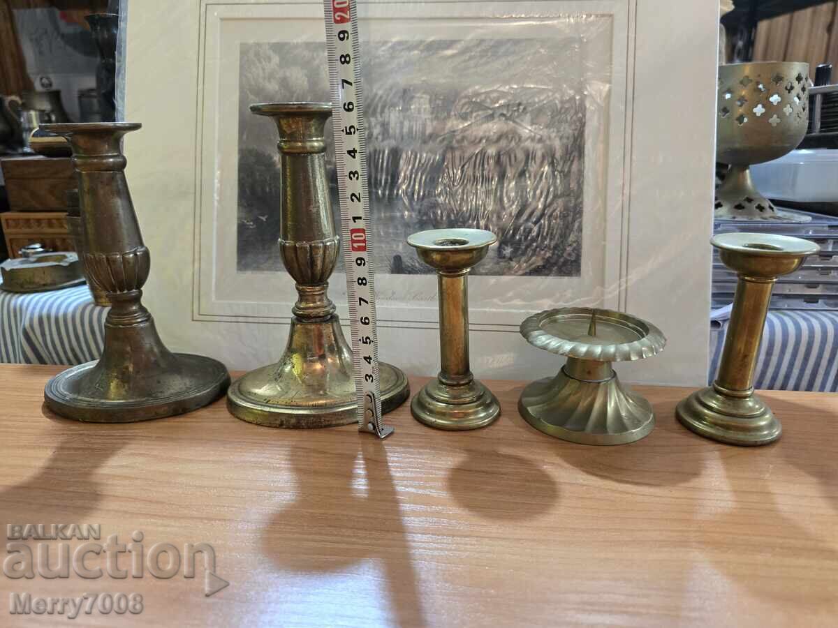 Δημοπρασία Παλιά μασίφ μπρούτζινα κηροπήγια - (6) !