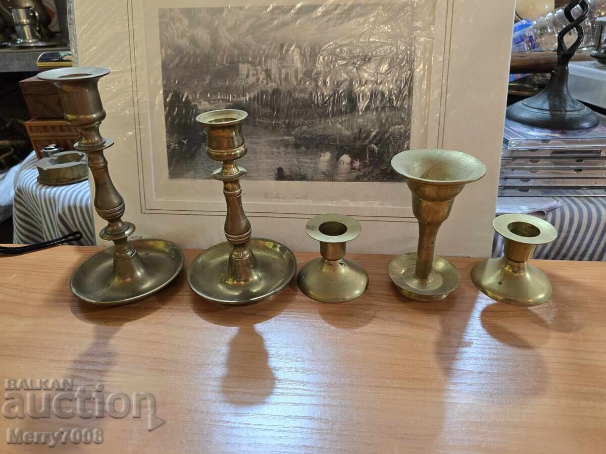 Auction  Old massive bronze candlesticks - (9) !