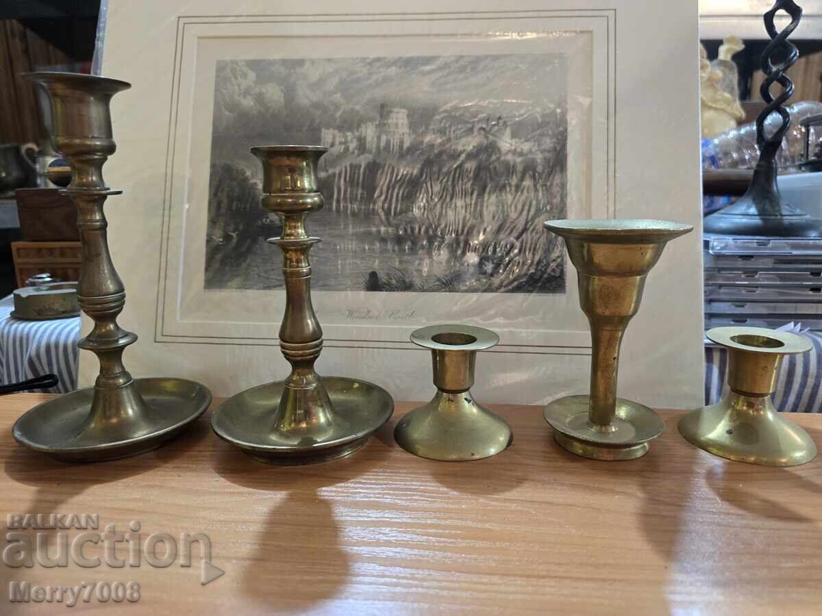 Delivery of Old massive bronze candlesticks - (9) !
