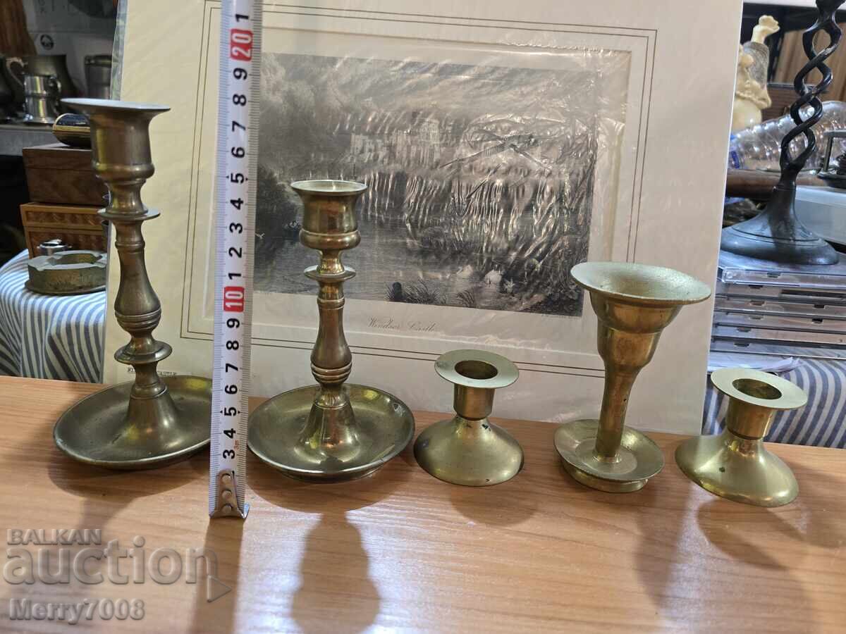 Old massive bronze candlesticks - (9) !
