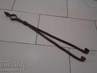 Old fireplace set, tongs, wrought iron