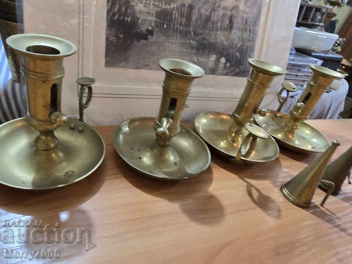 Old massive bronze candlesticks - (10) !