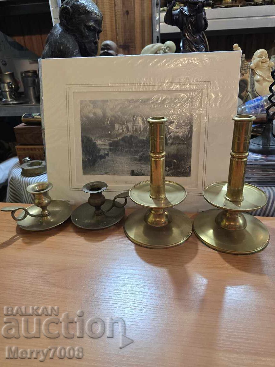 Δημοπρασία Παλιά μασίφ μπρούτζινα κηροπήγια - (11) !