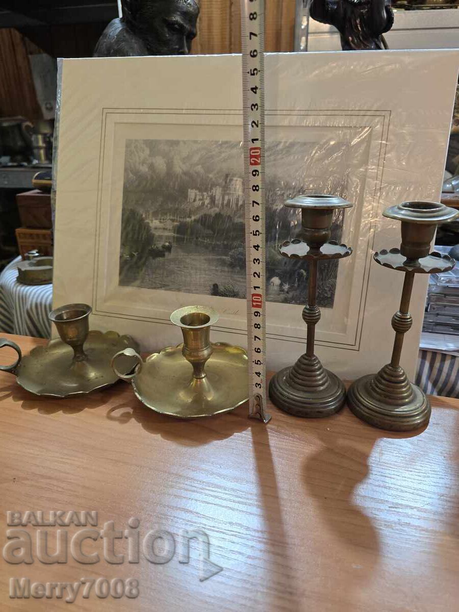 Παλιά μασίφ μπρούτζινα κηροπήγια - (14) !