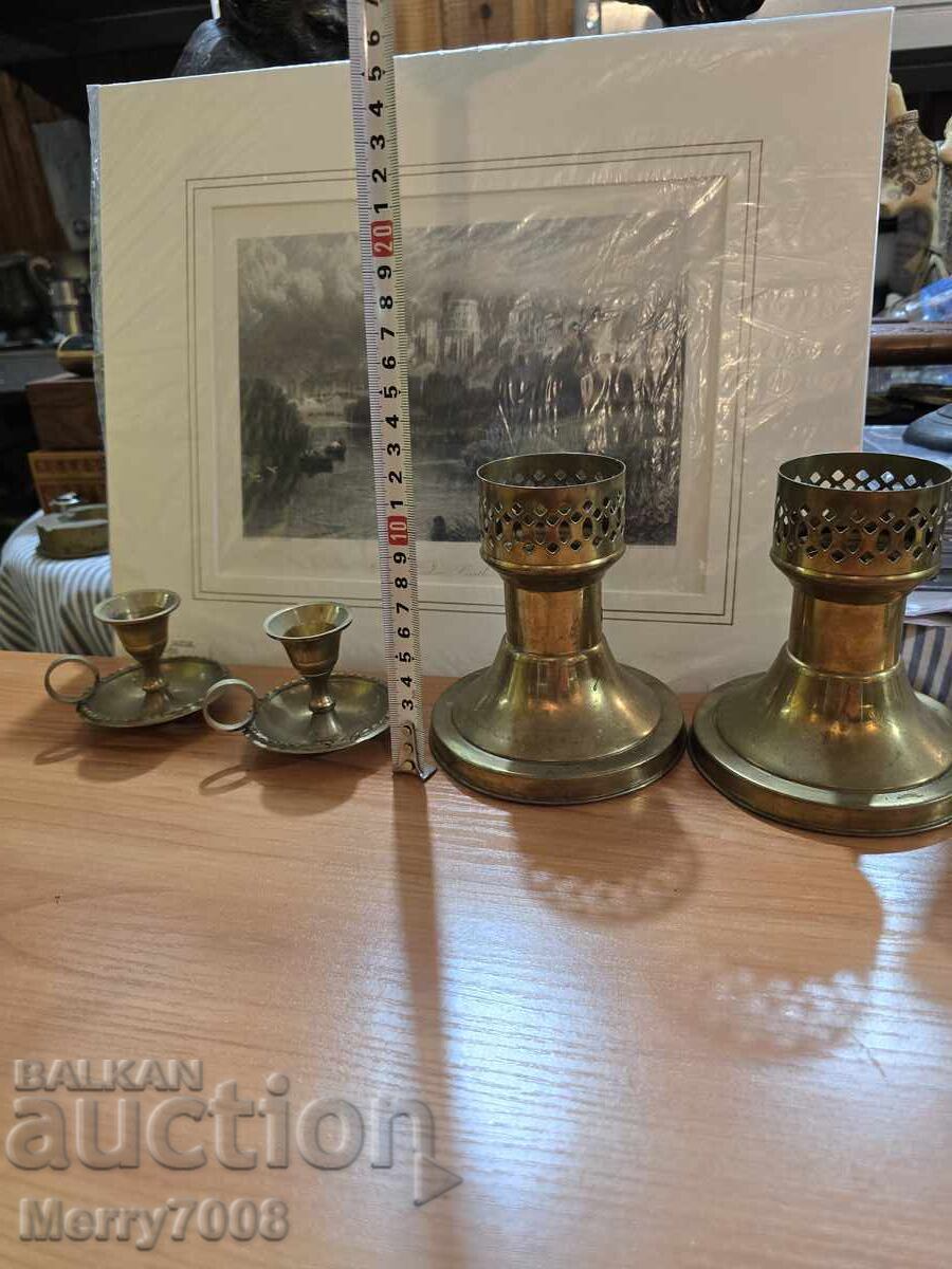 Δημοπρασία Παλιά μασίφ μπρούτζινα κηροπήγια - (15) !