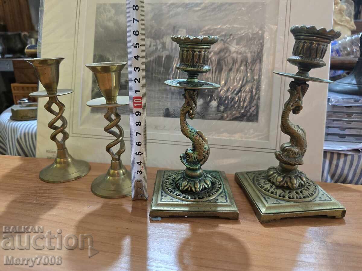 Παλιά μασίφ μπρούτζινα κηροπήγια - (18) !