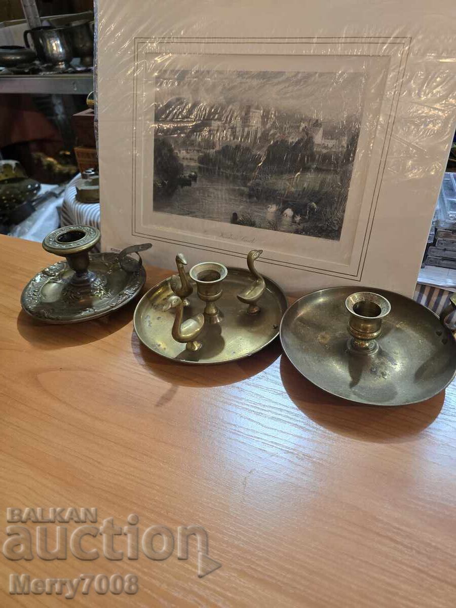 Παλιά μασίφ μπρούτζινα κηροπήγια - ( 20 ) ! με τιμή € 0.01 | 0.02 BGN
