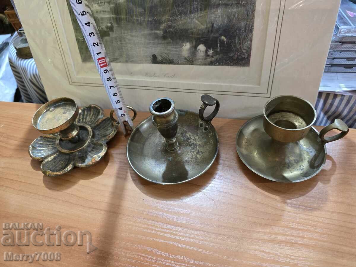 Δημοπρασία Παλιά μασίφ μπρούτζινα κηροπήγια - ( 21 ) !