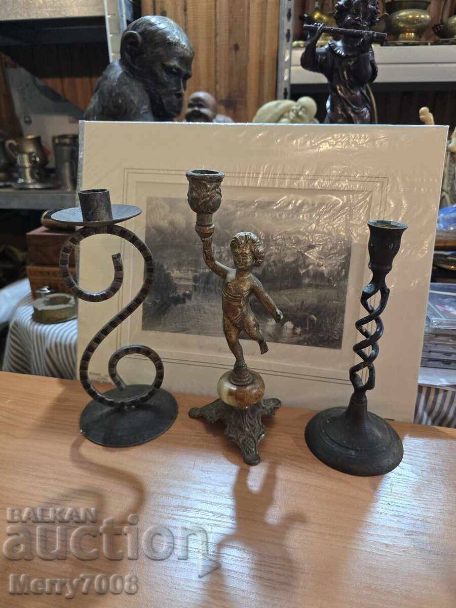 Δημοπρασία Παλιά μασίφ μπρούτζινα κηροπήγια - ( 24 ) !